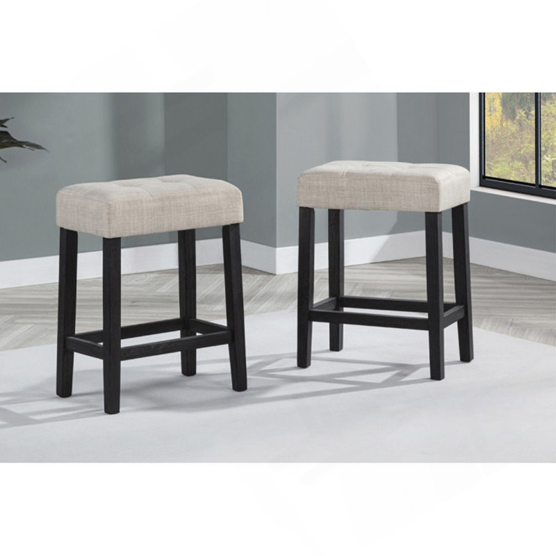 Tabouret de bar noir / beige en polyester (ensemble de 2), tabouret de bar sans dossier pour la salle à manger