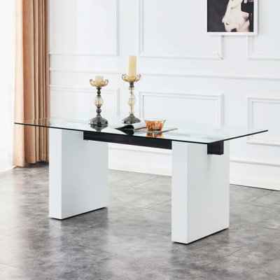 Grande table rectangulaire moderne simple en verre