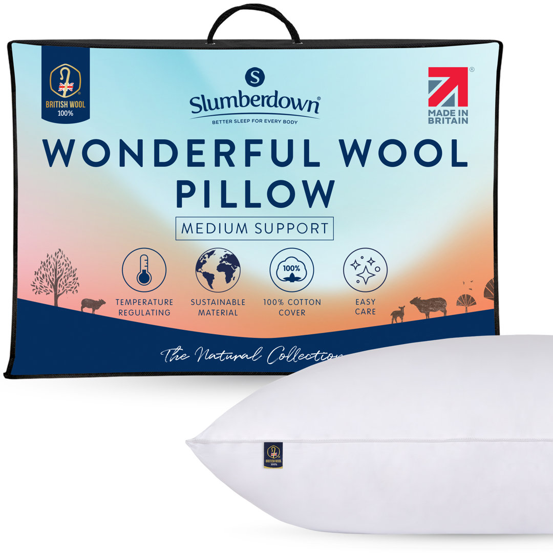 Slumberdown - Wool Pillow - Medium - Natural Temperature Regulation - Image 4