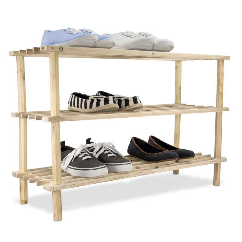 12 Pair Shoe Rack, Light Brown