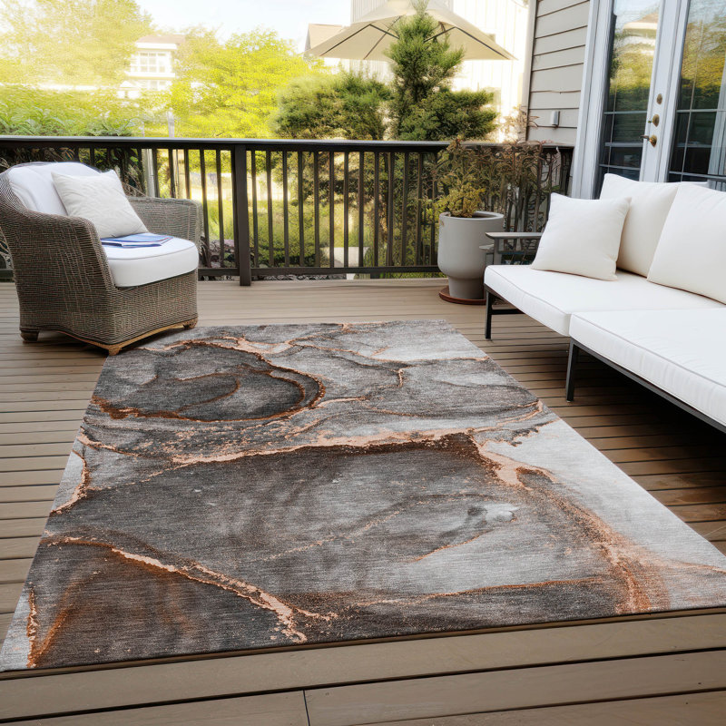 Alfonzo Washable Abstract Indoor / Outdoor Rug, Rectangle 8' x 10'