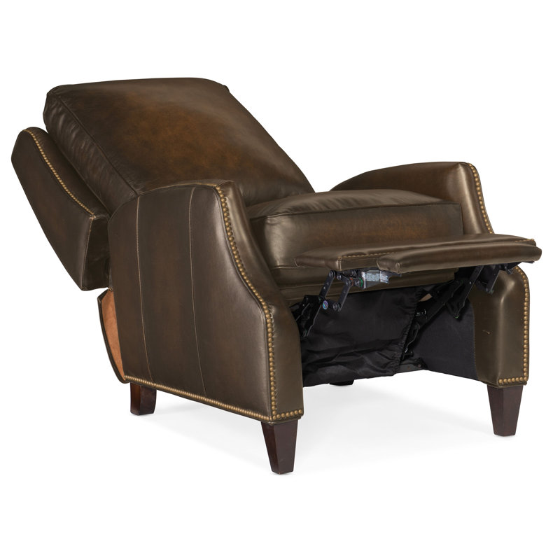 Elicce Leather Power Recliner, Brown Genuine Leather, Manual