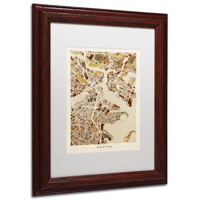 « boston ma street map 2 », impression encadrée