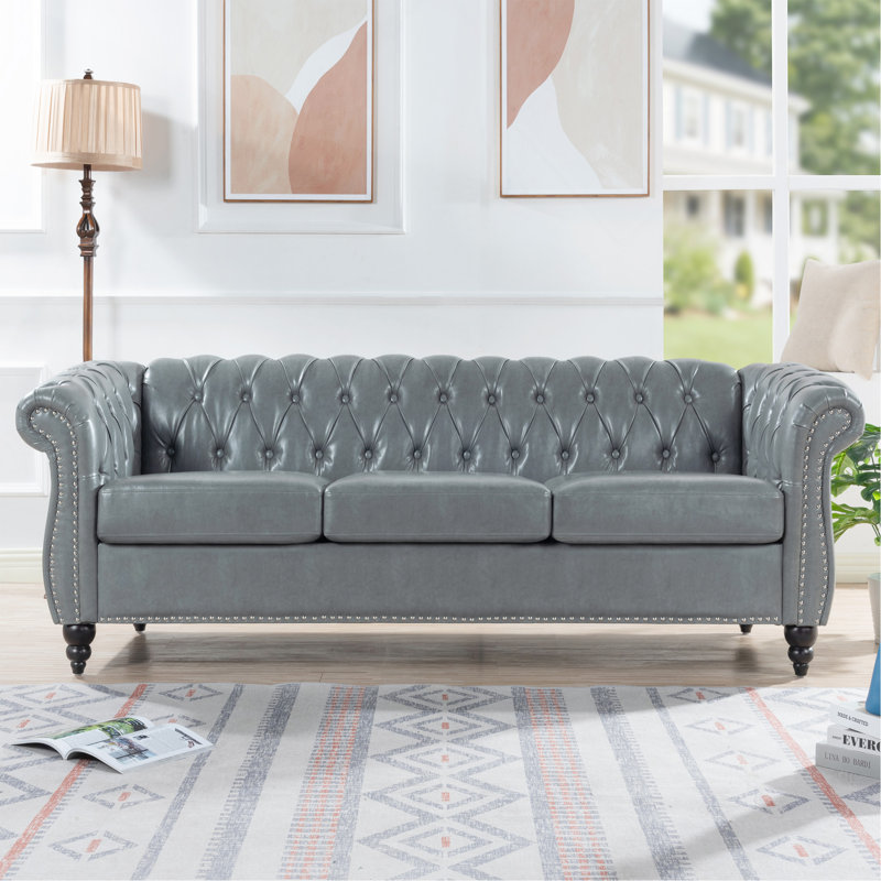 Canapé Chesterfield à accoudoirs roulés 84,65 po