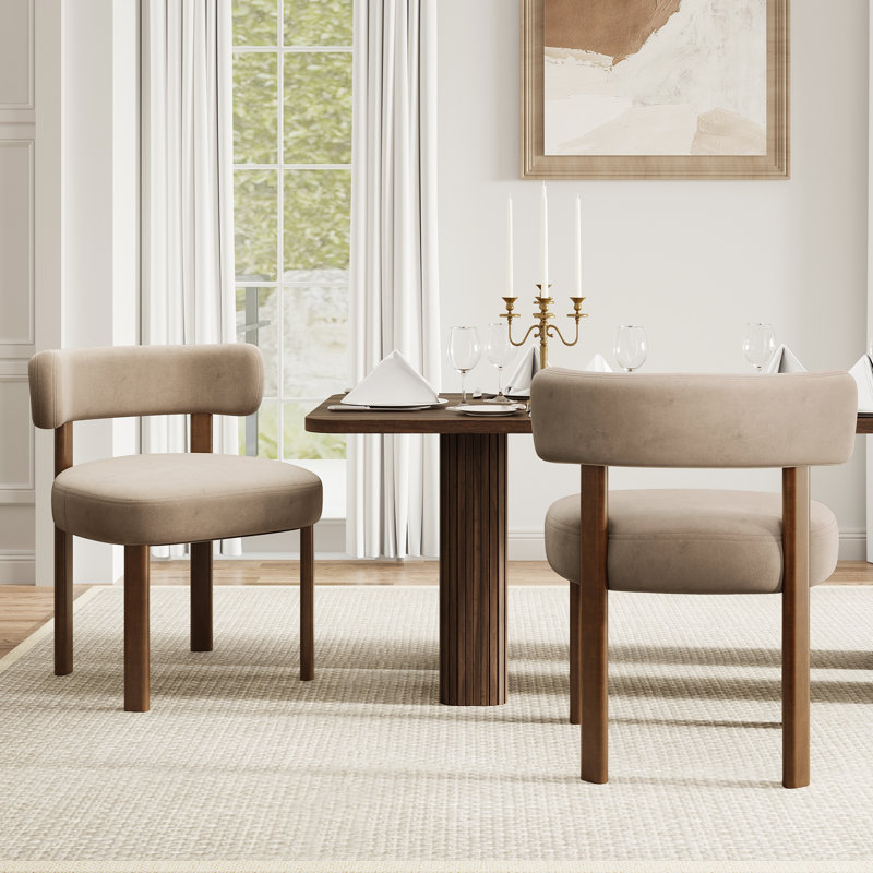 48.5cm H Upholstered Upholstered Back Side Chair, Velvet Khaki