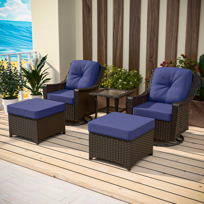 2 - Person Seating Group Rocker Chair with Ottomans
