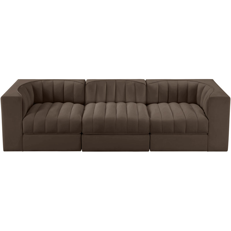 Tissu en tissu d'ameublement Paynton Canapé modulaire, 27 po H x 97 po L x 34 po P, 3, Brun