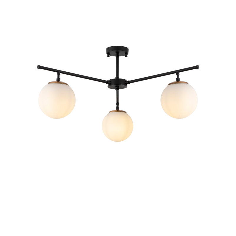 Rithland 3 - Light Sputnik Chandelier, 15.35cm H x 15.35cm W x 27.56cm D, White, Black
