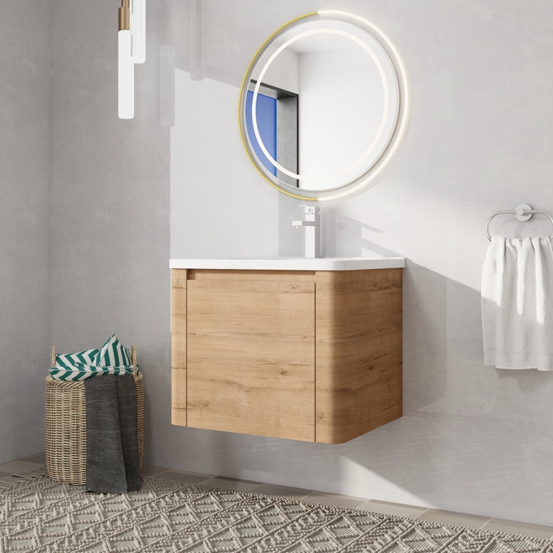24" Wall Mounted Single Bathroom Vanity with Ceramic Top, 24"