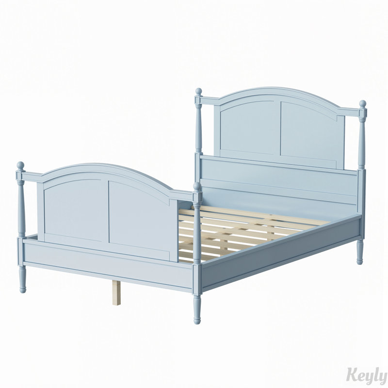 Lit plateforme traditionnel avec panneau arqué, Full / Double, Light Blue