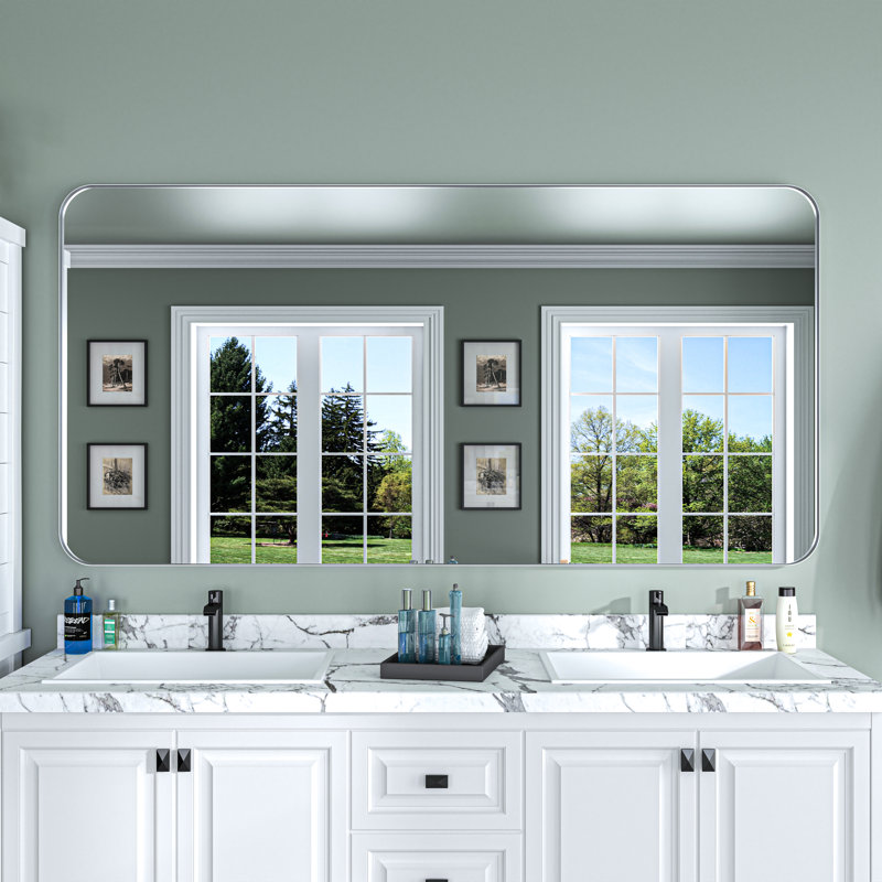 Miroir de salle de bain en aluminium, 36 po x 72 po, Argent argent