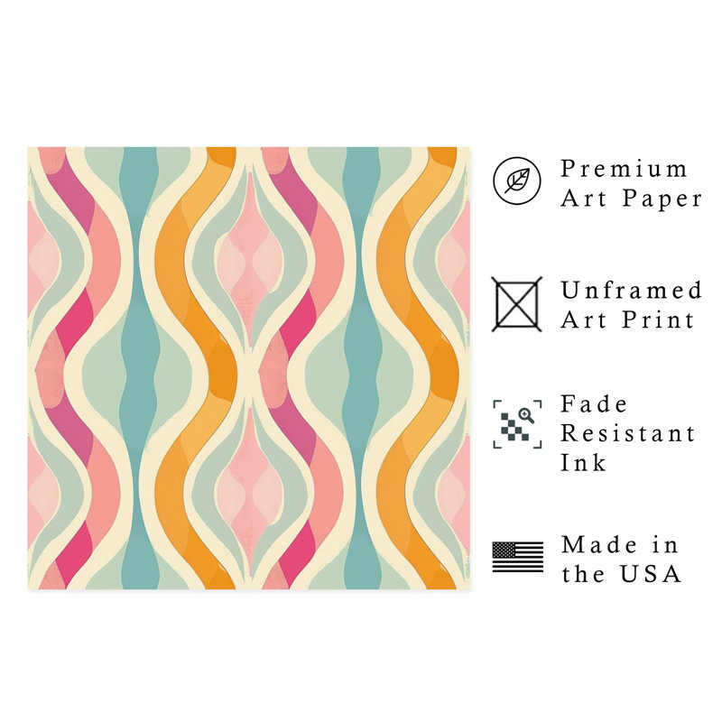 «Abstract Abstract Groovy 70s Pattern III Retro», reproduction d'art non encadrée, H 12 po x l 12 po