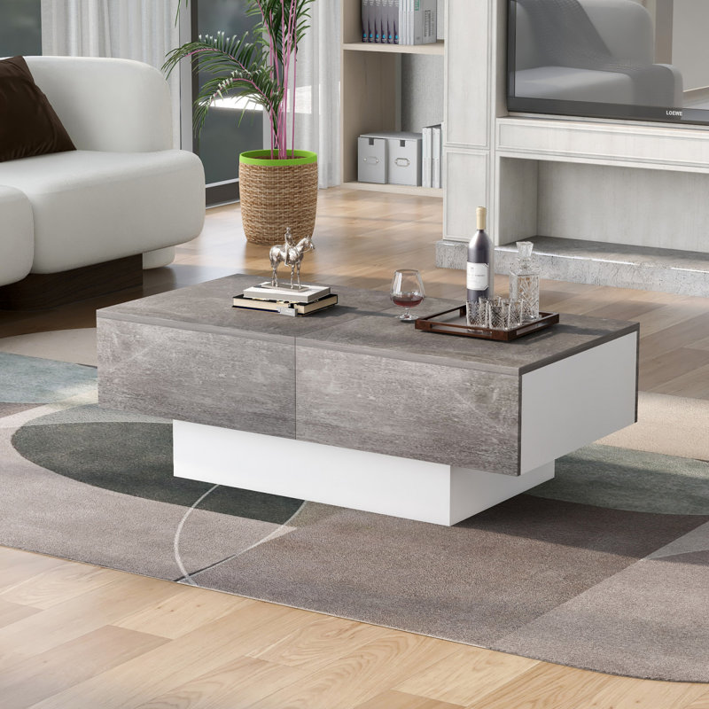 Dunaville Frame Coffee Table with Storage, White, Grey