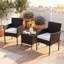 Garden Furniture Set 3-piece Rattan Balcony Furniture Set with Side Table