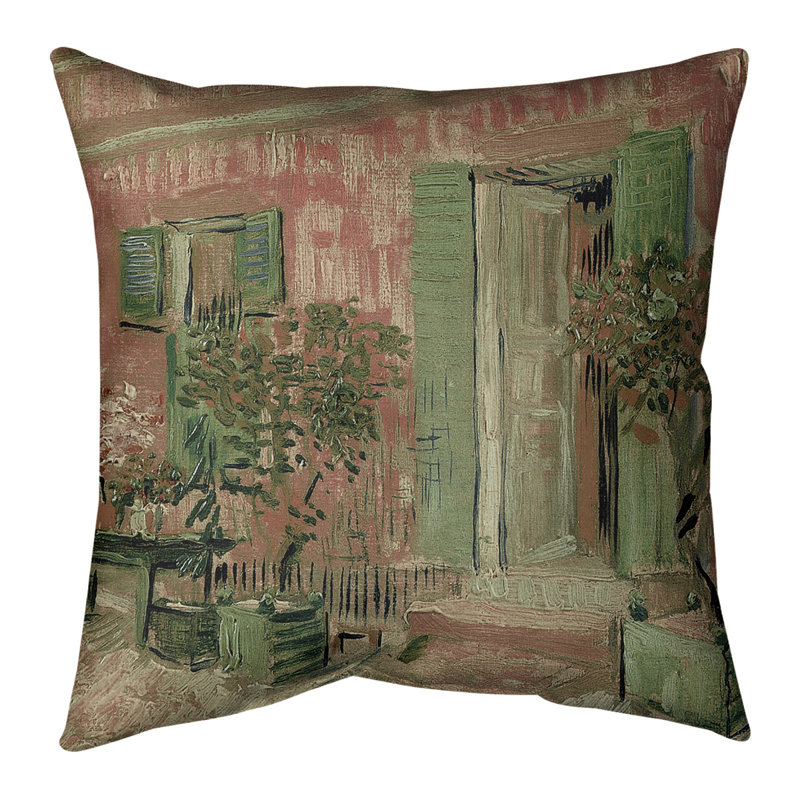 Coussin de sol-standard d’entrée de restaurant Vincent Van Gogh, 28 po x 28 po, Rose
