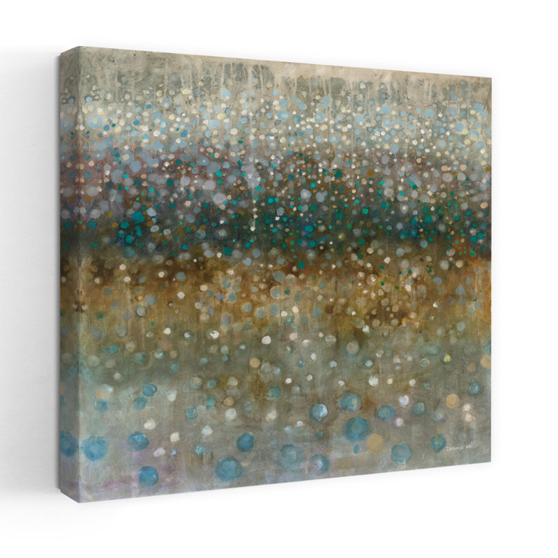 Pluie abstraite contemporaine avec art abstrait beige, H 48 po x l 48 po