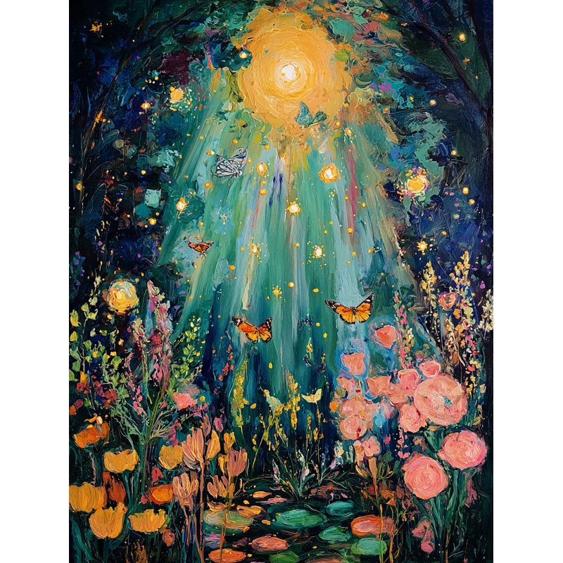 «Moonlit Garden Path», art mural sur toile tendue, H 40 po x l 30 po x P 1,5 po