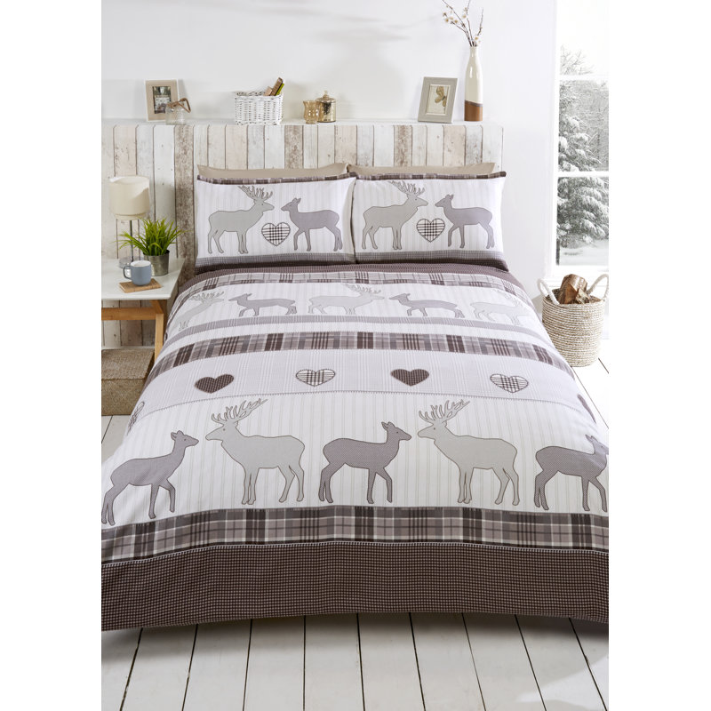 Bebingt Cotton Tartan Bedding with Pillowcases, Brown