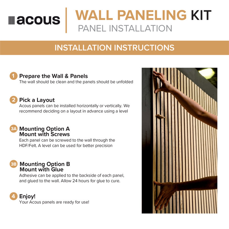 Light Oak 12'' x 96'' Foldable Wall Panels with Horizontal Slats