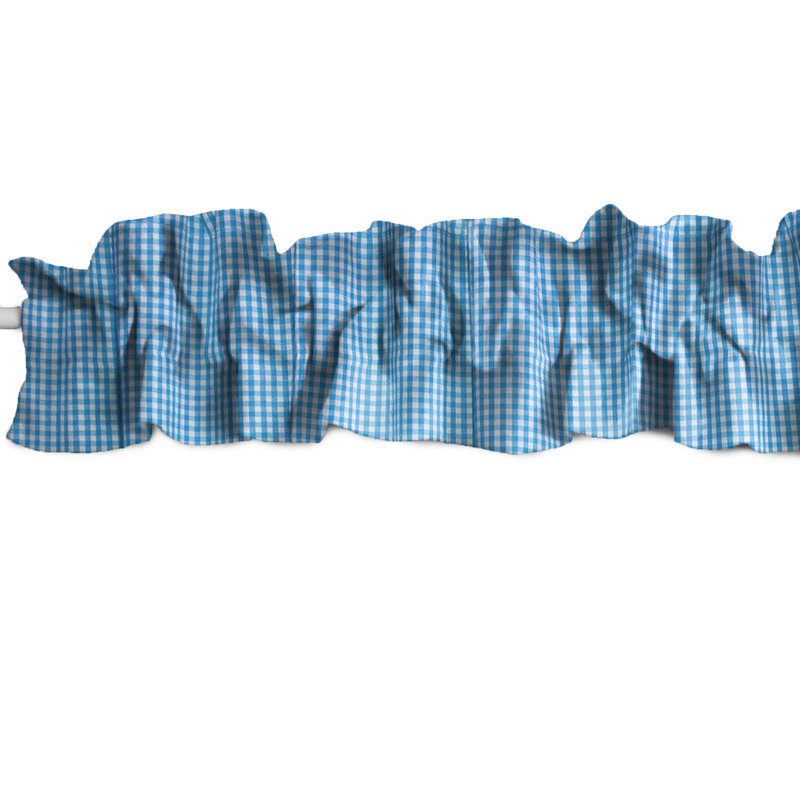Cantonnière à carreaux Gingham, L 120 po x L 9 po, Turquoise