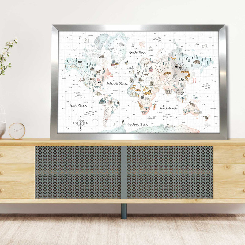 "World Traveller I", reproduction sur acrylique, H 33,5 po x l 49,5 po x P 1 po