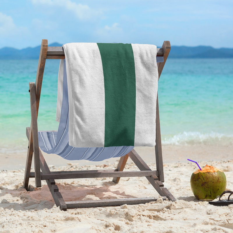 Beach Towel, White/Green