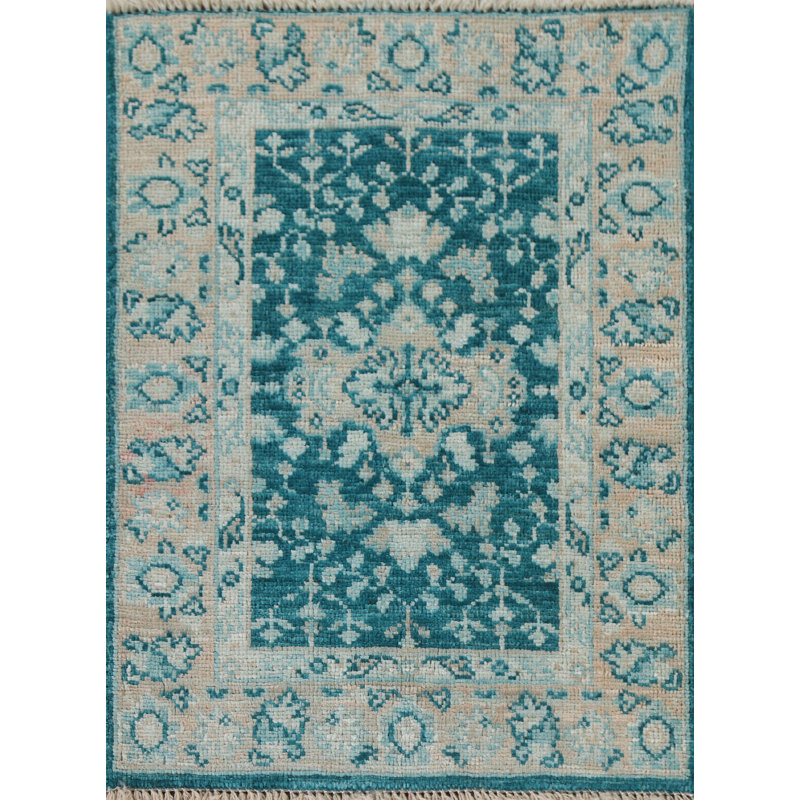 Tapis vert en laine vert Oushak