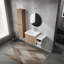 Meuble-lavabo mural 36 po avec lavabo et armoire latérale, armoire à fermeture en douceur (KD-Packing)
