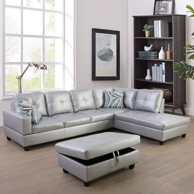Faux Leather L-Shaped Sectional