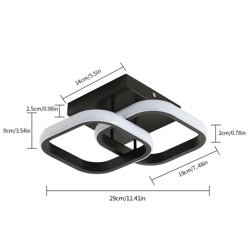 Luebbert LED Semi Flush Mount, Black, 6000K