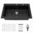 33"L x 22"W Drop-In Single Bowl Quartz Kitchen Sink Black Topmount Granite Composite Kitchen Sink with Bottom Grid,Roll-up Rack