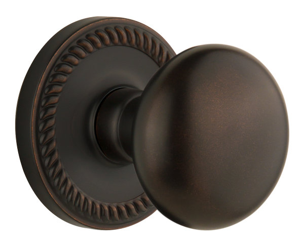Grandeur Newport Rosette Double Dummy with Fifth Avenue Door Knob, Timeless Bronze