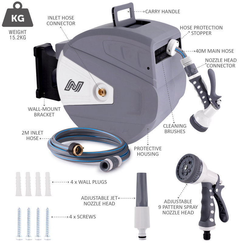 Plastic Hose Reel, 44.3cm H x 26.9cm W x 61cm D