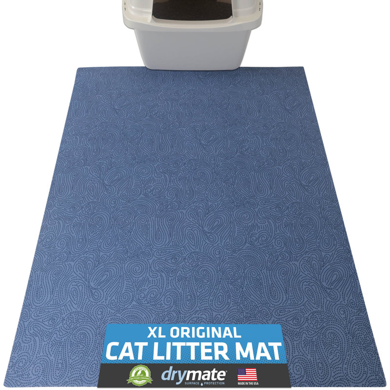 XL Original Cat Litter Mat, Contains Mess from Box, Protects Floors, Urine-Proof, Machine Washable, Soft on Kitty Paws, Absorbent, Waterproof (29”x36”) (Borage Blue) (USA Made)