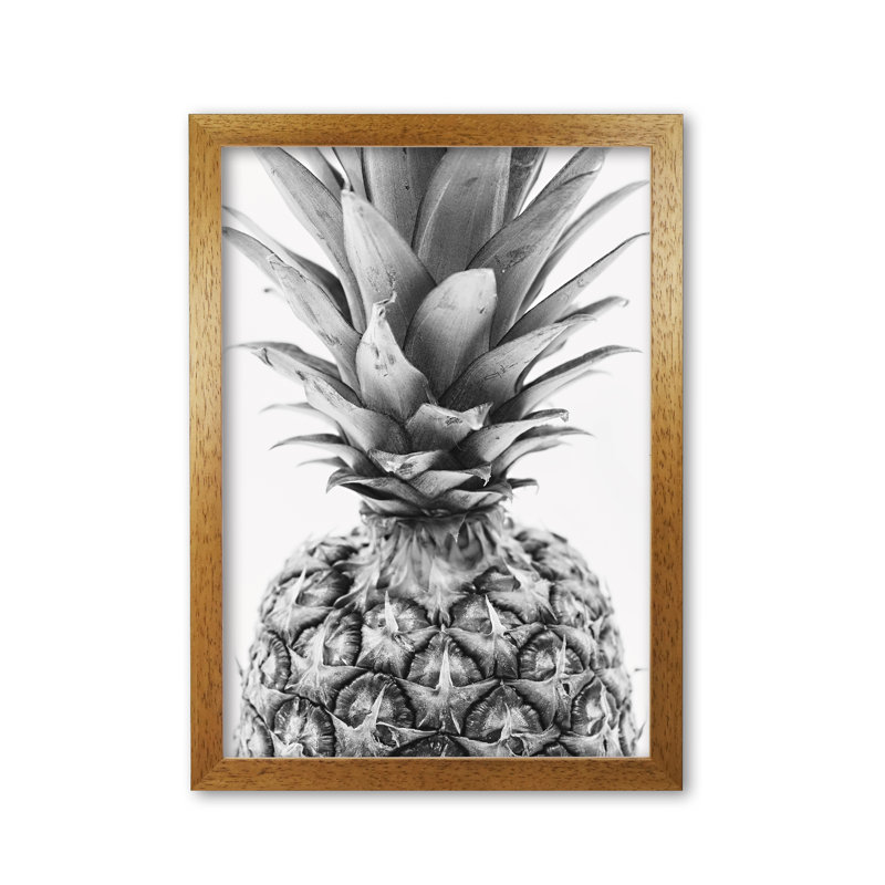 Pineapple - Print, Honey Oak Frame, 85 cm H x 60 cm W x 5 cm D