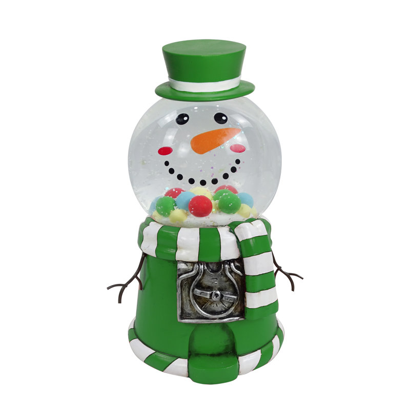 Boule à neige verte bonhomme de neige avec lumière DEL