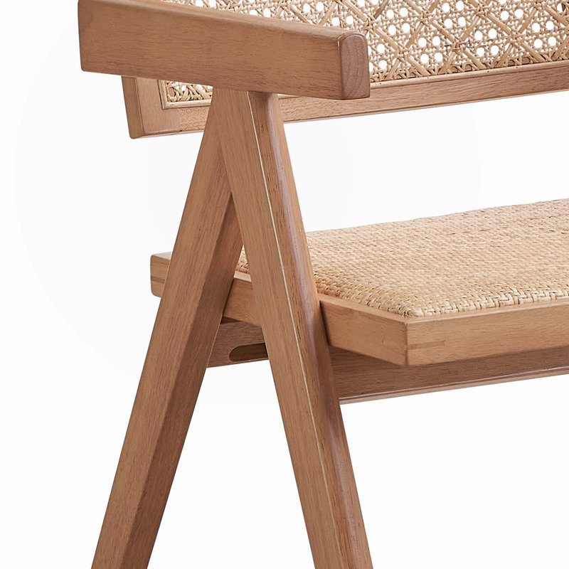 2 fauteuils en beige naturel - pieds en bois massif avec dossier rembourré de style Mid-Century moderne pour la bière et 2 coussins confortables