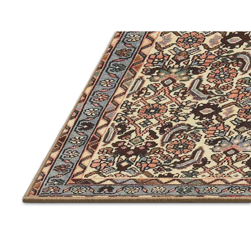 Tapis traditionnel mehroon/noir/bleu, Rectangle 4 pi x 6 pi