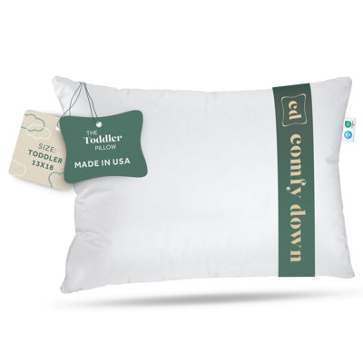 Toddler Pillow, 800 Fill Power Goose Down Fill, 300 Thread Count 100% Cotton Cover - 18 Months To 6 Years