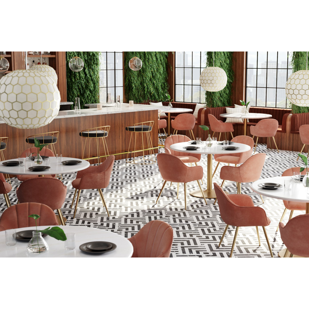 Lesley Round Marble Top Metal Base Dining Table Etta Avenue™