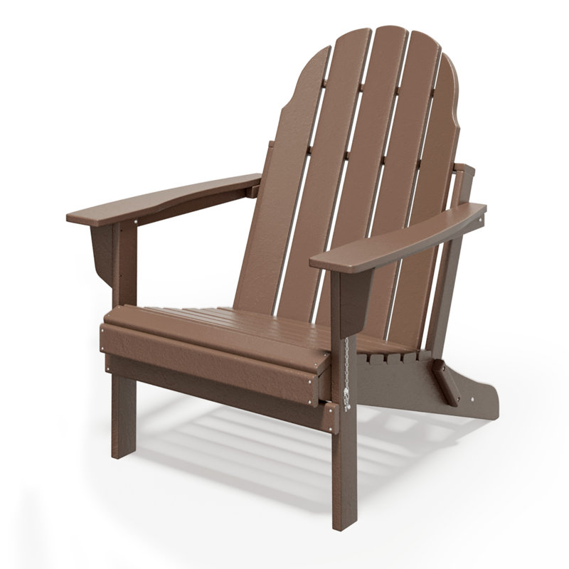 Outdoor Hdpe Folding Adirondack Chair, All-Weather Resistant, Teak, Teak