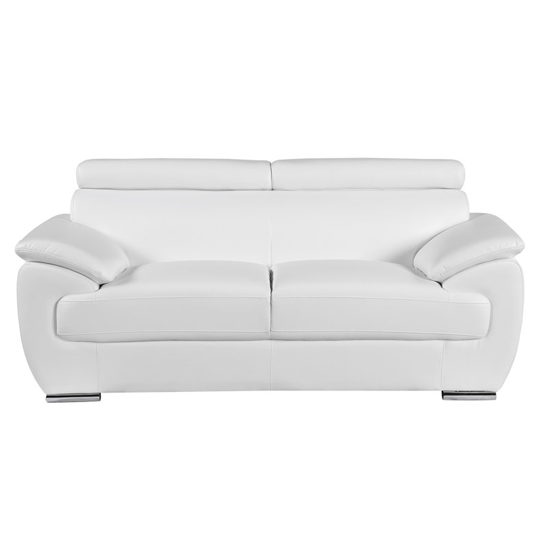 Causeuse en cuir véritable, Blanc
