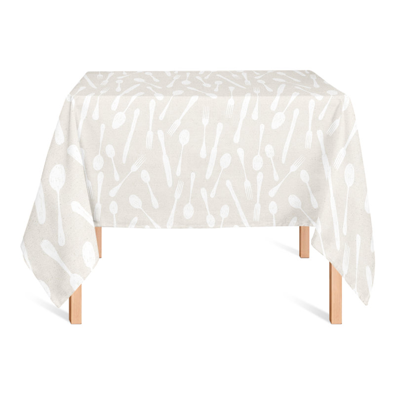 Sketchy Kitchen Utensils Navy 2 Tablecloth, White