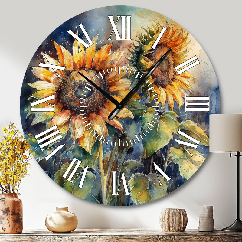 Horloge murale jaune tournesol symphonique II, Grand