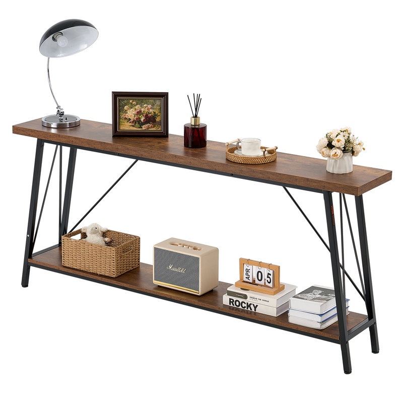 Narrow Console Sofa Table Couch Table 2-Tier for Entryway & Living Room
