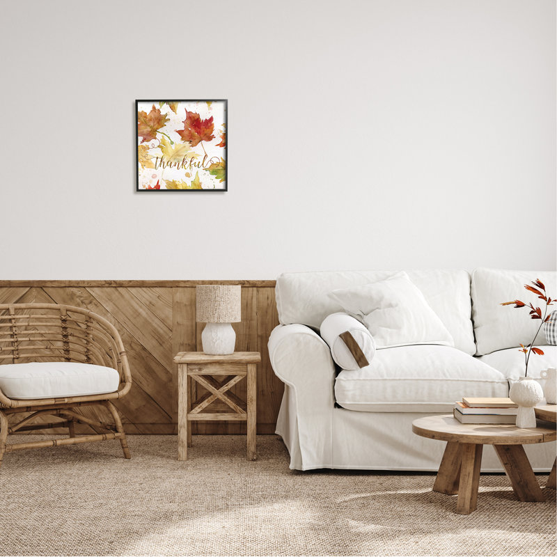 «Thankful Fall Leaves» par Carol Robinson, H 17 po x l 17 po x P 1,5 po, Giclée encadrée noir minuit