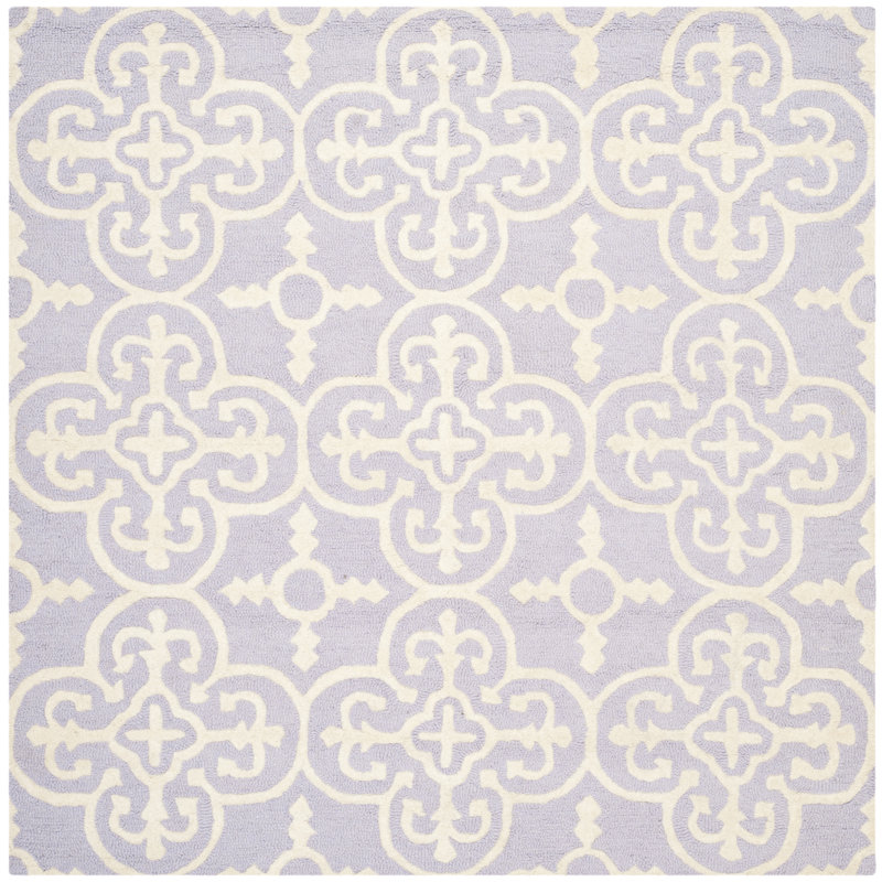 Clapham Hand-Tufted Wool Lavender/Ivory Area Rug, Square 6'