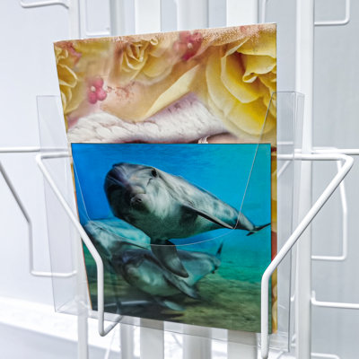 Porte-cartes de vœux transparent 5,4 x 5 x 0,75 po, couvercle en plastique transparent à 5 côtés pour 5 x 7 po