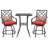 Jayc 2 - Person Square Outdoor Patio Bar Dining Sets with Cushions, Outdooor 3 Pieces Bar Height Dining Set with Swivel Chairs & Metal Slat Table