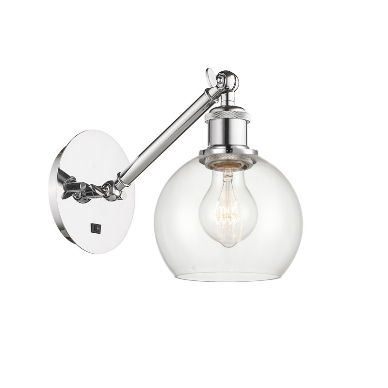 Shauna Armed Sconce, Incandescent, Clear, Polished Chrome